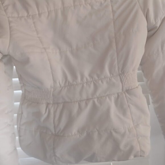 Aeropostale Women’s M White Puffer Jacket Faux Fur Hood Quilted Winter Coat - Picture 7 of 9
